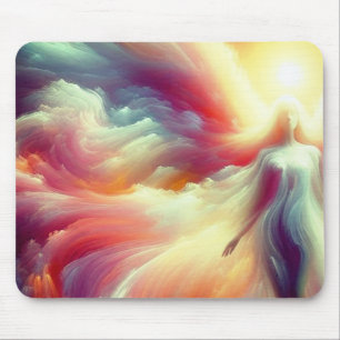 Mousepad Anjo Disfarçado nas Nuvens em uma Área de Trabalho