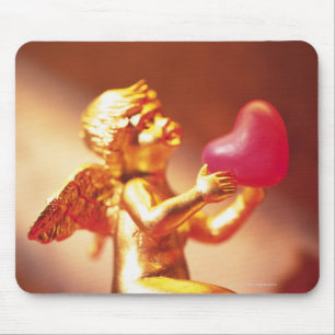 Mousepad Anjo dourado que guardara o coração cor-de-rosa,