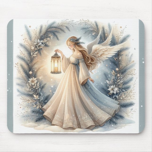 Mousepad Anjo Lanterna Celestial de Inverno da Paz (Frente)
