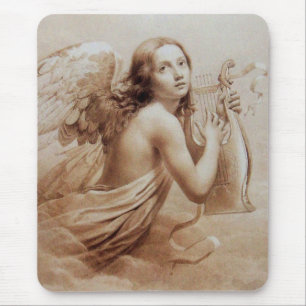 Mousepad ANJO que JOGA LYRA SOBRE o marrom das NUVENS