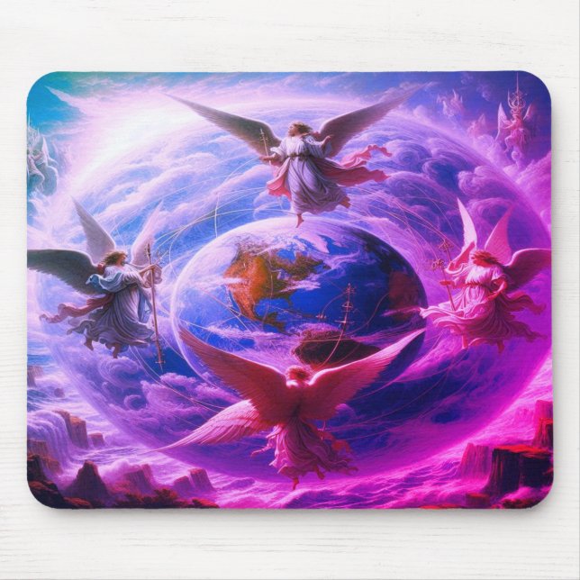 Mousepad Anjos No Computador Norte Sul Leste Oeste (Frente)
