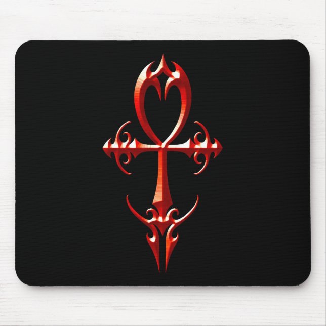Mousepad Ankh gótico, vermelho e preto (Frente)