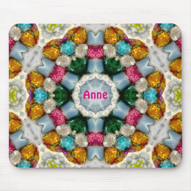 Mousepad ANNE ~ Colorful Gems Patterno ~ Personalizado (Frente)