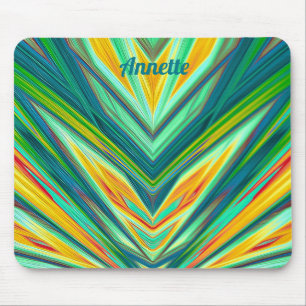 Mousepad ANNETTE ~ Padrão Fractal Verde Amarelo Vermelho La