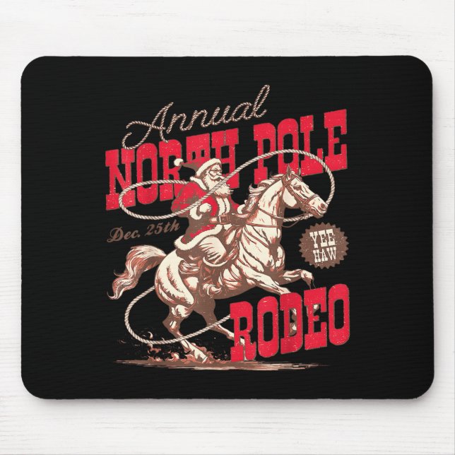 Mousepad Annual North Le Rodeo Cowboy Santa Howdy Christmas (Frente)