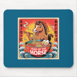 Mousepad Ano Chinês do Cavalo 2026 Ramen Zodíaco Ilustr