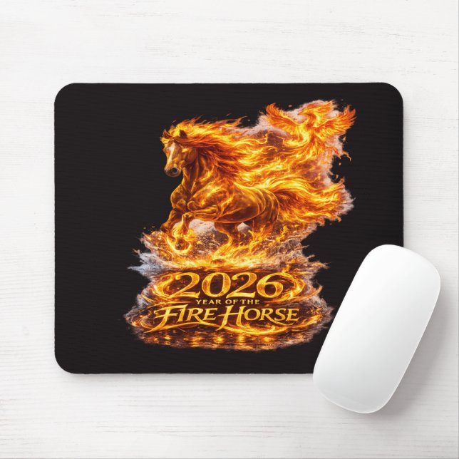 Mousepad Ano do Cavalo de Fogo 2026 (Com mouse)