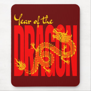 Mousepad Ano do Dragão Vermelho Dourado