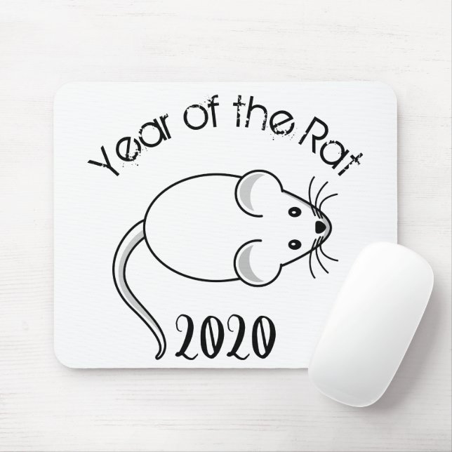 Mousepad Ano do mouse Rat 2020 com texto (Com mouse)