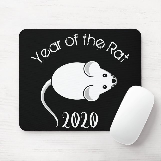 Mousepad Ano do mouse Rat 2020 com texto (Com mouse)
