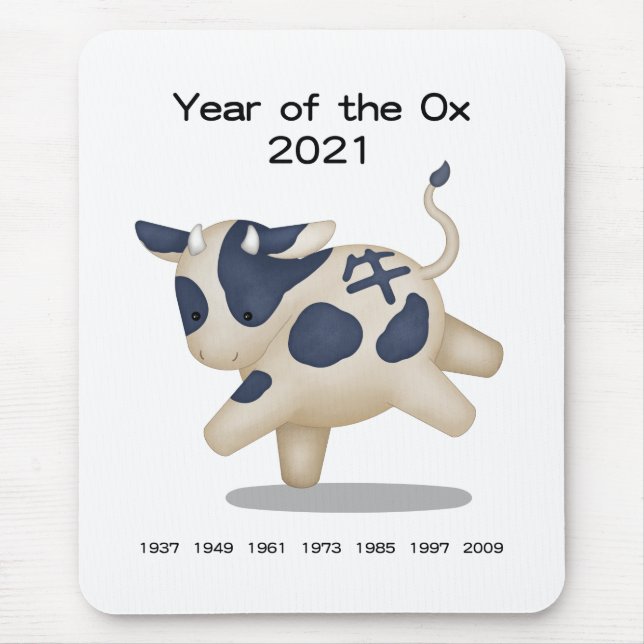 Mousepad Ano do Ox Cute Zodiac Animal 2021 (Frente)