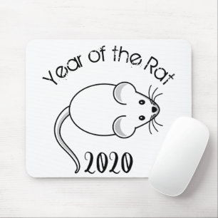 Mousepad Ano do Rat 2020 Mouse com Texto