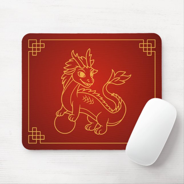 Mousepad Ano do Zodíaco Chinês do Dragão (Com mouse)