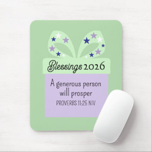 Mousepad Ano Novo 2026 Bênçãos Prosperidade Escritura Verde