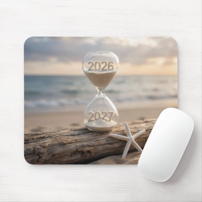 Mousepad Ano Novo 2027 Ampulheta em Tronco de Madeira Flutu (Com mouse)