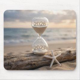 Mousepad Ano Novo 2027 Ampulheta em Tronco de Madeira Flutu