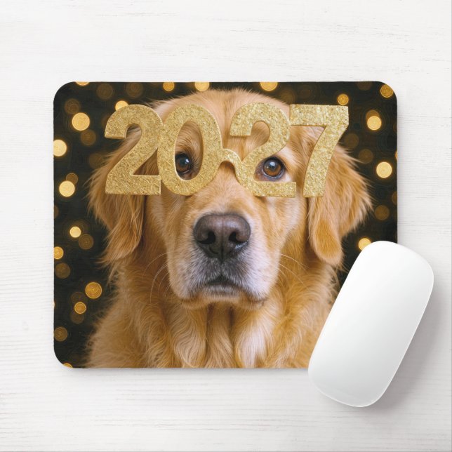 Mousepad Ano Novo 2027 Golden Retriever (Com mouse)