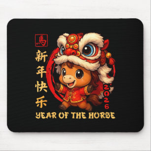 Mousepad Ano Novo Chinês 2026 Ano Do Cavalo Divertido Feliz
