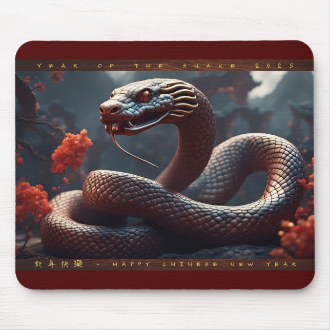 Mousepad Ano Novo Chinês da Madeira Cobra 2025 MP1 (Frente)