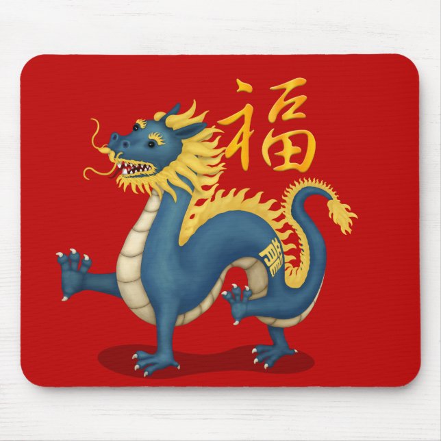 Mousepad Ano Novo do Dragão Vermelho "Fortune", Cute Zodiac (Frente)