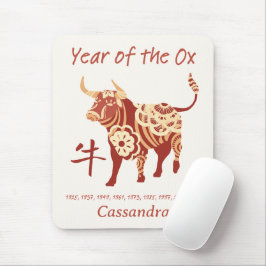 Mousepad Ano Zodíaco Chinês Do Sinal Animal Ox