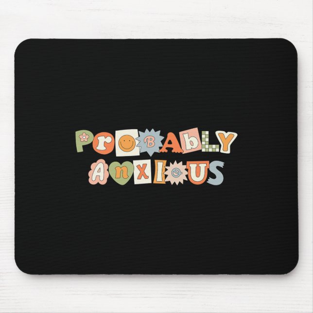 Mousepad Ansiedade Retro Groovy Conscientização da Saúde Me (Frente)