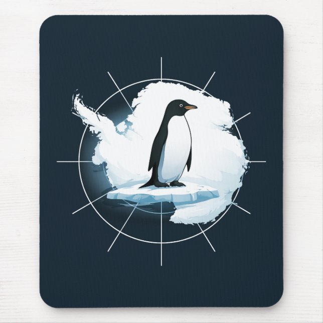 Mousepad Antarctica Penguin Emblem – Polar Explorer Design (Frente)