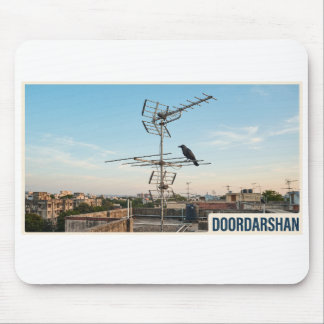 Mousepad Antena de TV no terraço da era vintage Doordarshan