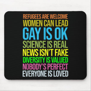 Mousepad Anti-Trump Science Refugiados Adoram Direitos femi