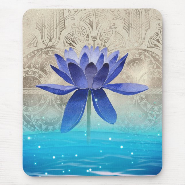 Mousepad Antigo Egito Estimulou Flor Azul Mágico (Frente)