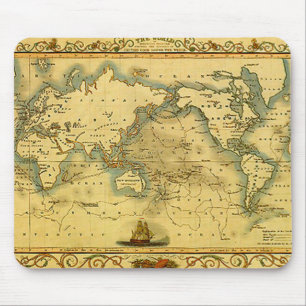 Mousepad Antigo Mapa Mundial Antiquado