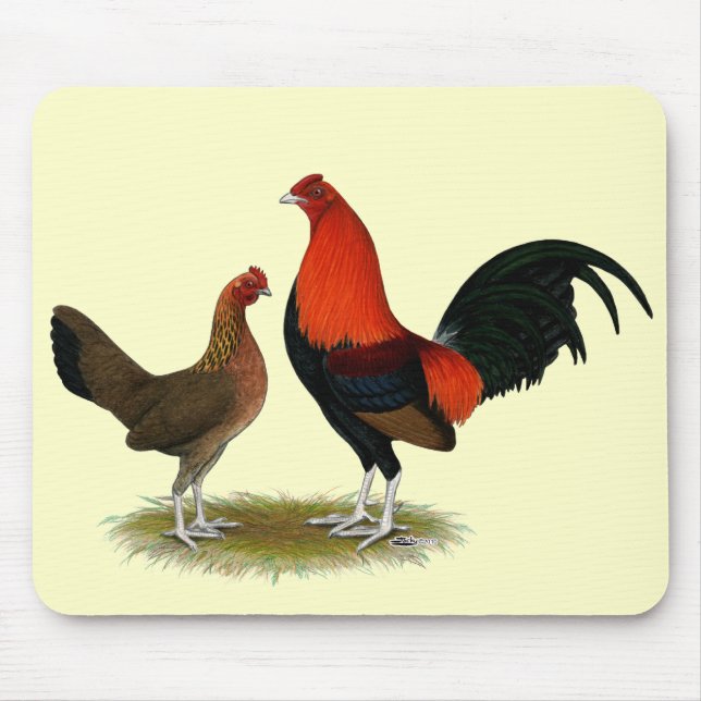 Mousepad Antigos Bantams de Jogo Inglês: BB Red Pair (Frente)