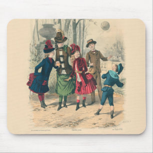 Mousepad Antigos Crianças Vitorianas Jogam Bola 1880 Invern