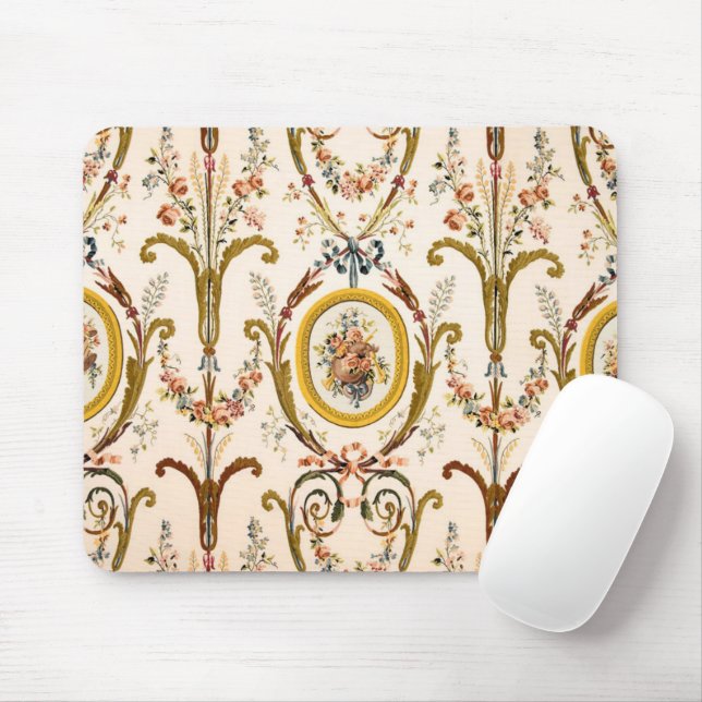 Mousepad Antiguamente francês Rococo Floral Dourado Cream E (Com mouse)