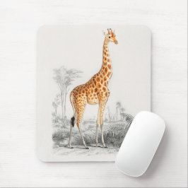 Mousepad Antiguamente Girafa História Natural Impressão Orb