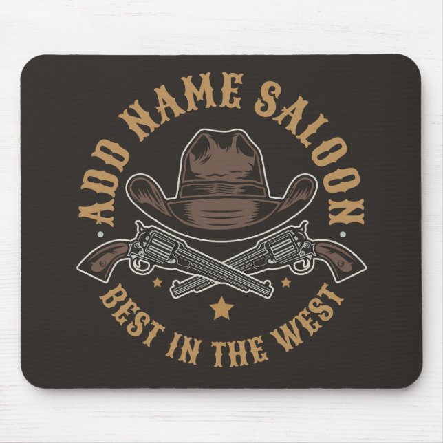 Mousepad Antiguidade Armas de Cowboy ADD NOME Velho Salão O (Frente)