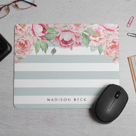 Mousepad Antiguidade de Peony & Sage Stripe