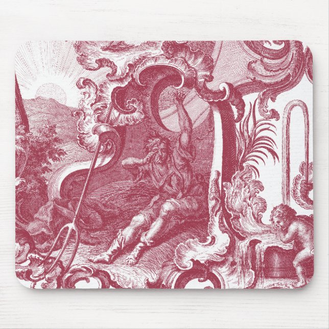 Mousepad Antiguidade francesa elegante Vermelho Toile de (Frente)