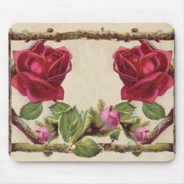 Mousepad Antiguidade Vitorítica Vintage rosa rustica (Frente)