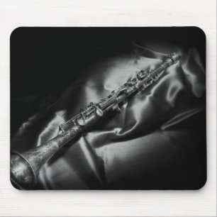 Mousepad Antiquado clarinete, vida estática, B&W
