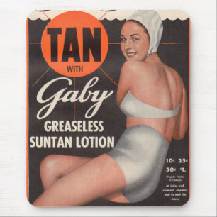 Mousepad Anúncio 1950 da loção do Suntan de Gaby