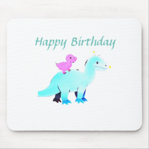 Mousepad anúncio de aniversário de dinossauro com aquarela