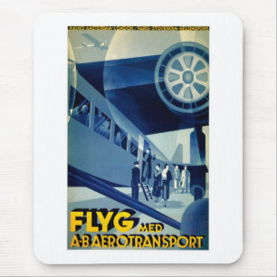 Mousepad Anúncio de Viagens vintage de transporte aéreo F