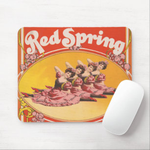 Mousepad Anúncio Vintage Para Frações De Primavera Vermelho