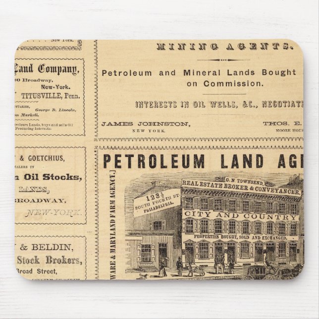 Mousepad Anúncios de New York e Pennsylvania Oil (Frente)