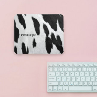 Mousepad Aparência de Ovino Negro e Branco Holstein com Nom
