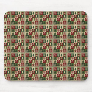 Mousepad Aparência rústica de Natal com colcha xadrez vinta