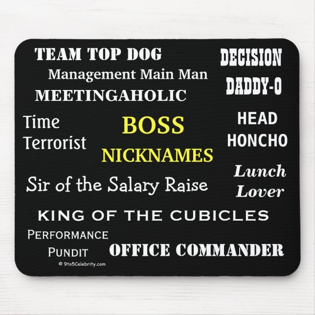 Mousepad Apelidos MALE BOSS | Piada Títulos de Trabalho Cru (Frente)