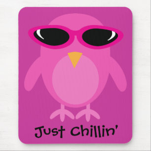 Mousepad Apenas coruja cor-de-rosa de Chillin com óculos d
