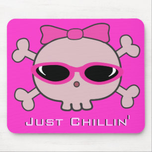 Mousepad Apenas crânio cor-de-rosa dos desenhos animados d